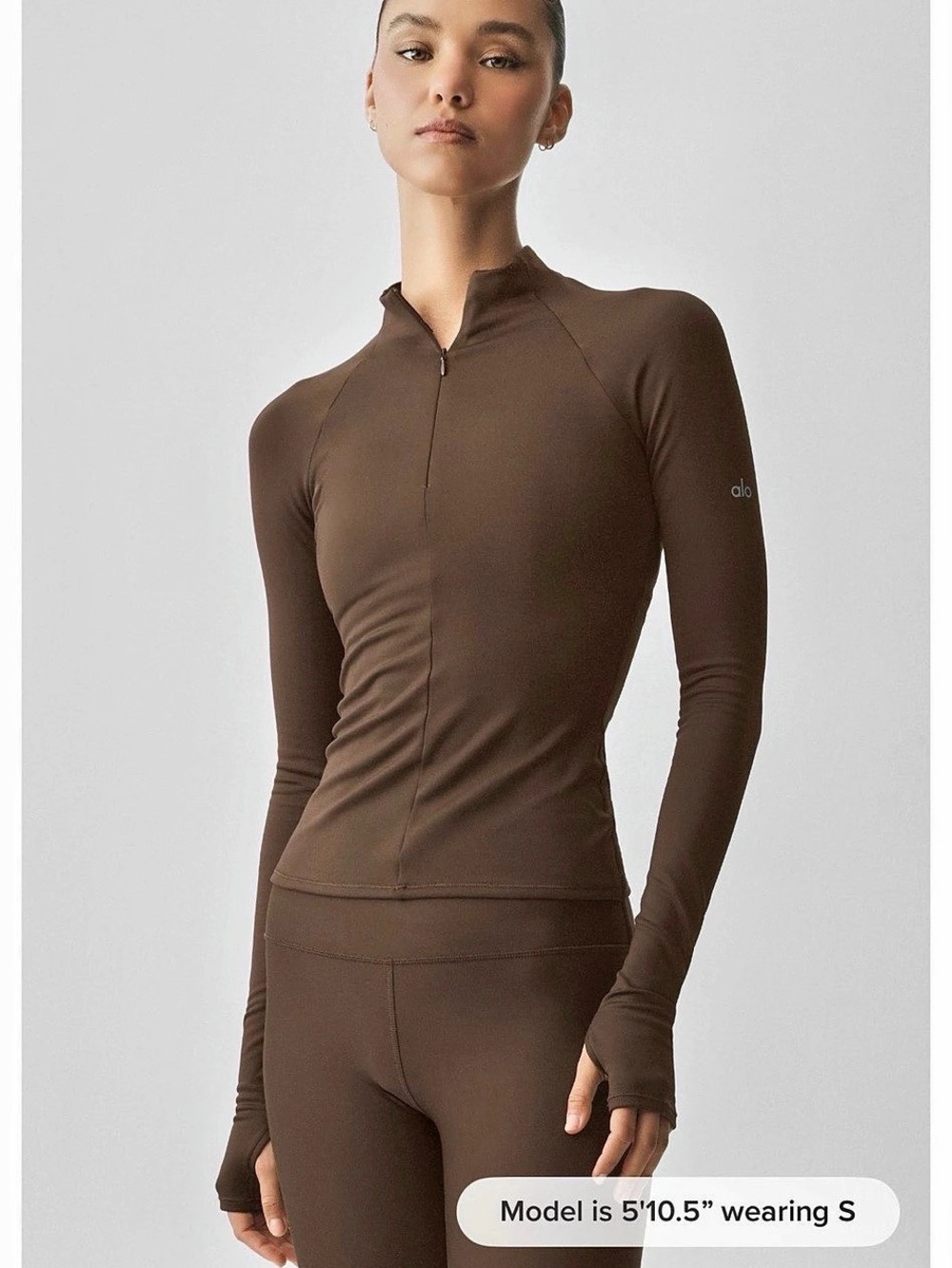 Airlift Winter Warm 1/4 Zip Long Sleeve - Espresso Sz Large